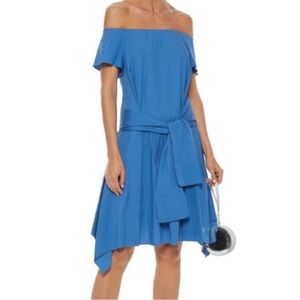 Halston Heritage Off-Shoulder Asymmetrical Dress in Blue